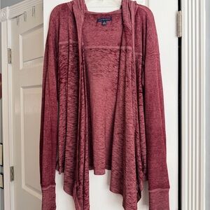 American Eagle Open-Front Hooded Cardigan Sweater - Dusty Rose